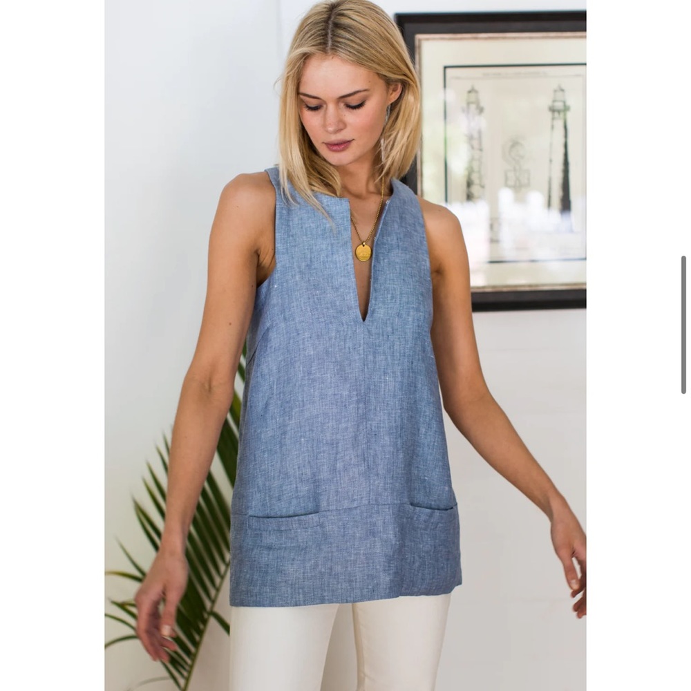 Emerson Fry A Line Mod Top- Chambray Linen size small